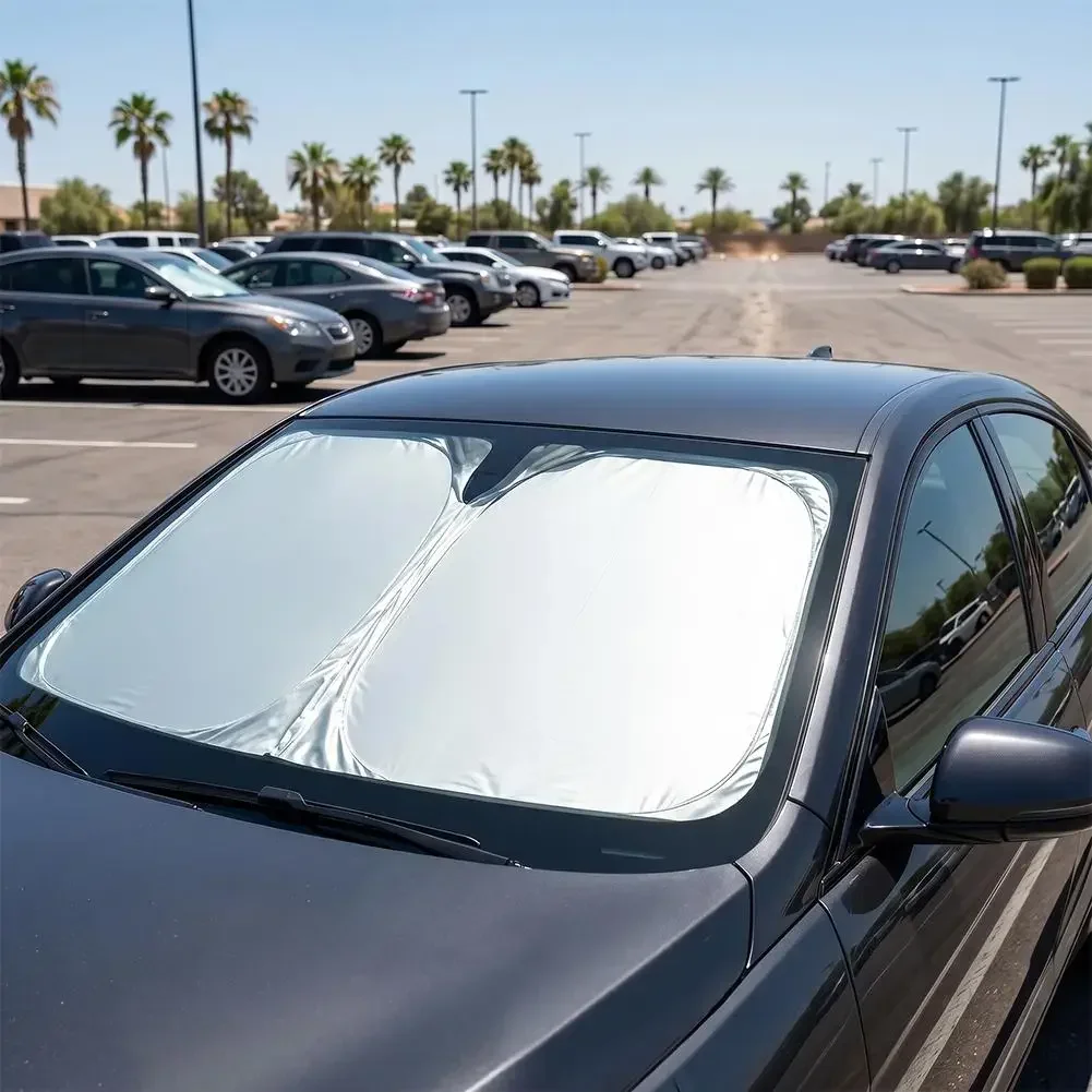Windshield Sun Shade - Car Sunshade Front Windshield Titanium Silver